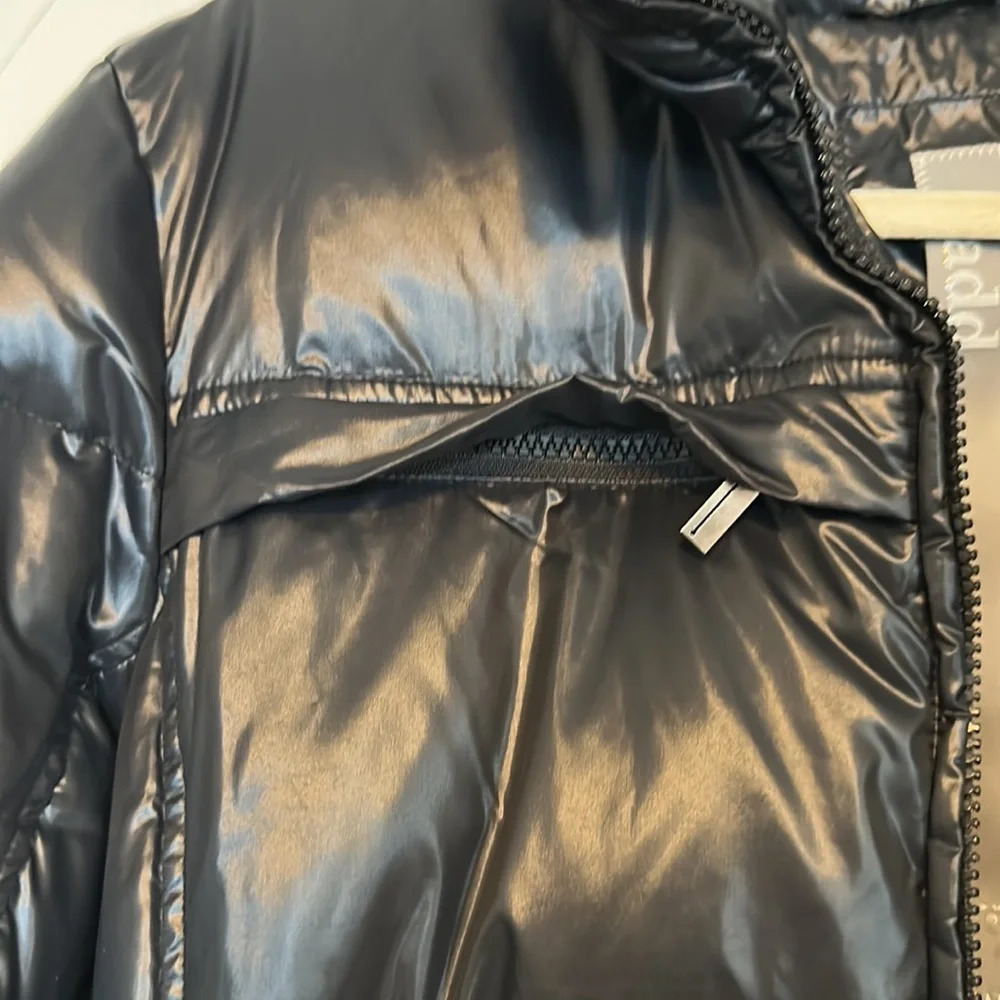 ADD Down Women’s Black Belted Longline Jacket EUC US12 - Picture 4 of 10